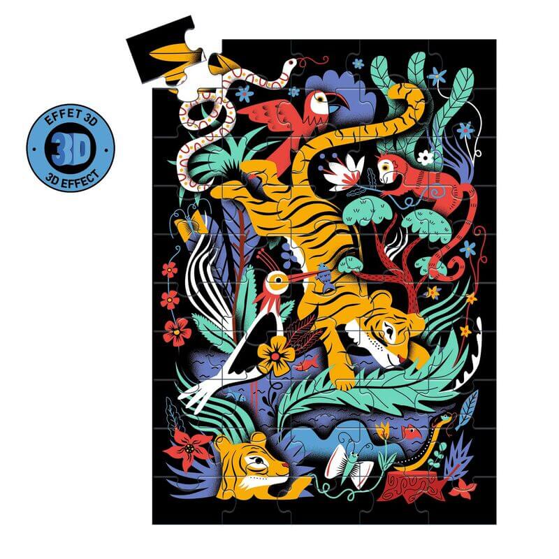 Djeco DJ7031 The Tiger Leap 3D Effect Whizzy Puzzle 50pc