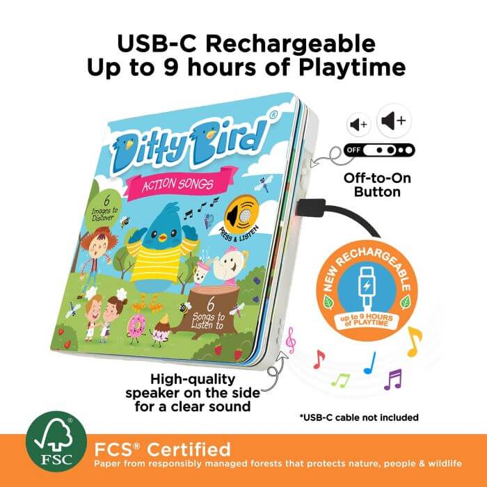 Ditty Bird Action Songs Sound Book (USB-C)