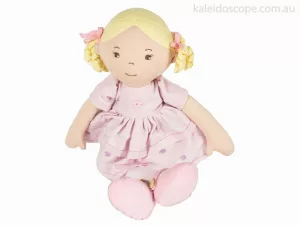 Bonikka Priscy Blonde Haired Linen Doll With Pink Linen Dress