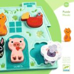 Djeco DJ1072 Mouki Farm Animal Wooden and Felt Puzzle