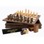 Dal Rossi Chess/Checkers/Backgammon Wooden Box with Reversible Board 35cm