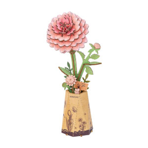 DIY Miniature Wood Bloom Pink Dahlia