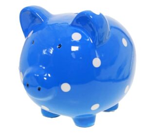 Piggy Bank Blue Polka Dot Large