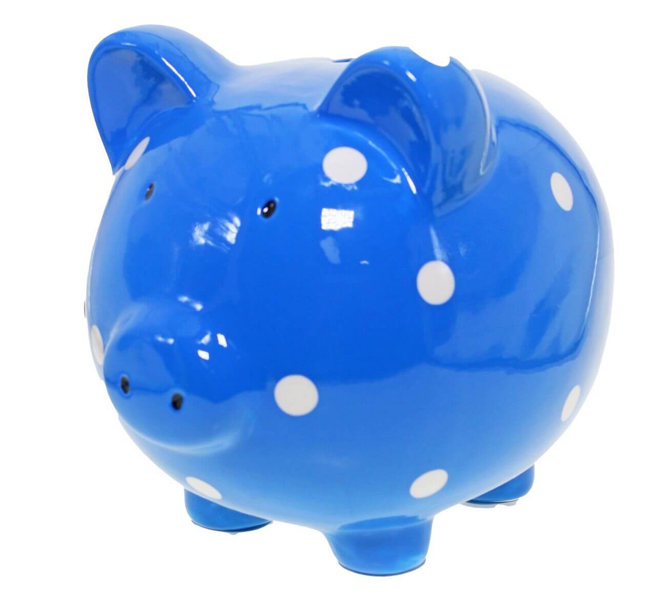 Piggy Bank Blue Polka Dot Large