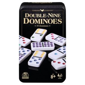 Classic Double Nine Coloured Dominoes In Tin