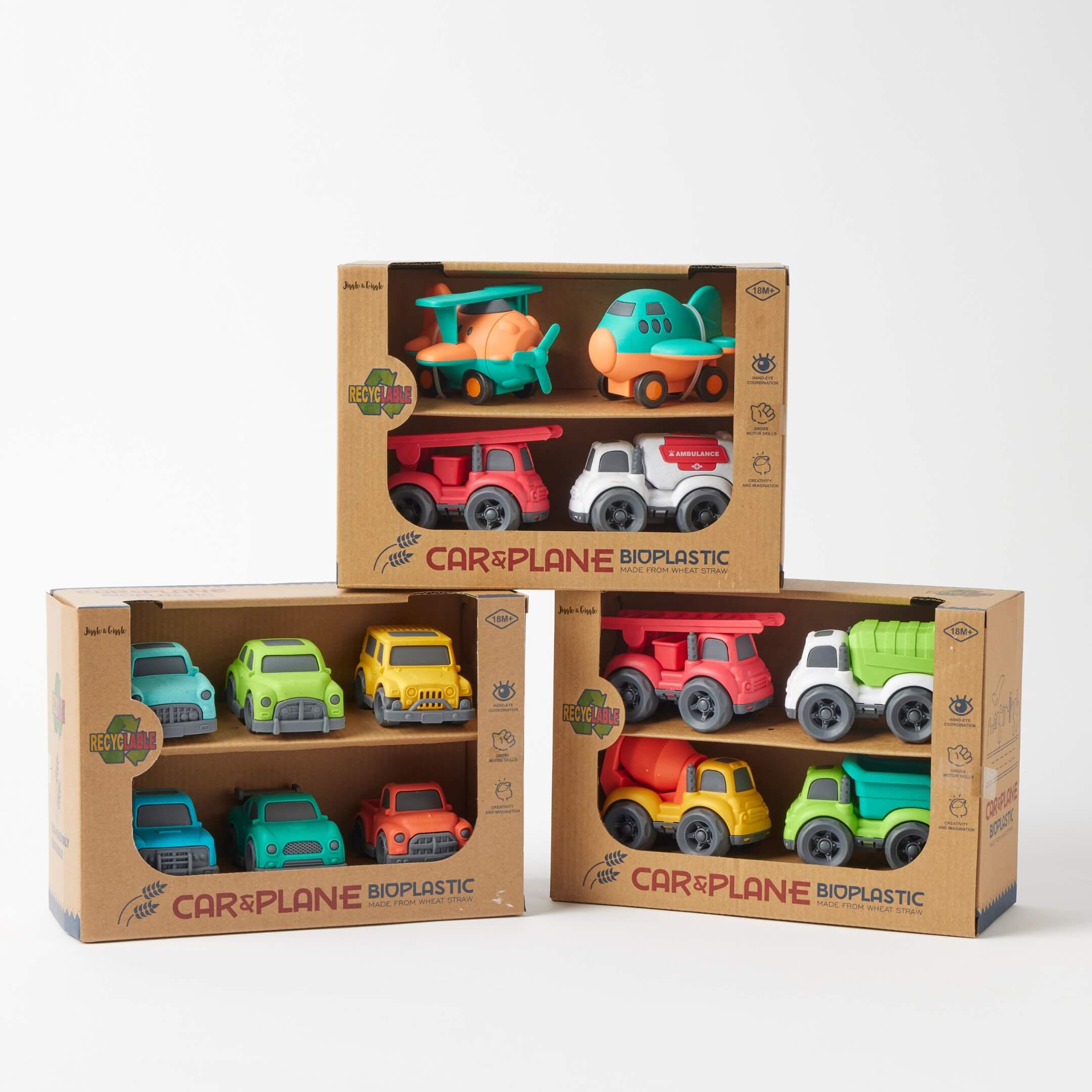 Jiggle & Giggle Bioplastic Car & Plane Set Assorted