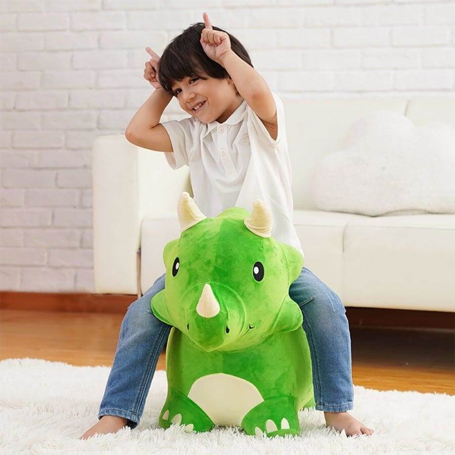 Bouncy Pals Inflatable Ride-On Plush Triceratops