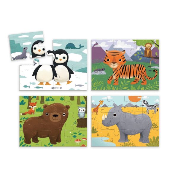 Mudpuppy 4 In A Box Puzzle Set Animals Of The World
