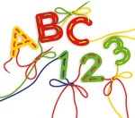 Quercetti Lacing Letters and Numbers with Alphabet Colouring Book