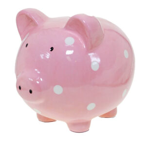 Piggy Bank Pink Polka Dot Large