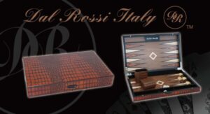 Dal Rossi Crocodile Design Backgammon Light Top & Inlaid Wooden Playing Area 18"