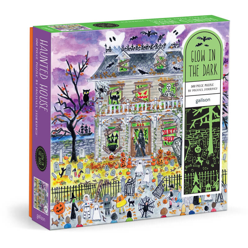 Galison Michael Storrings Haunted House Glow in the Dark Puzzle 500pc Galison Michael Storrings Haunted House Glow in the Dark Puzzle 500pc