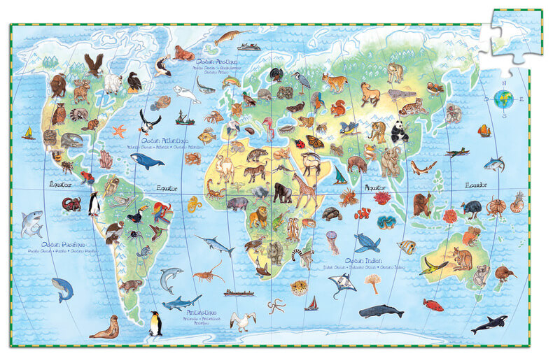 Djeco DJ7420 Observation Puzzle World Animals 100pc