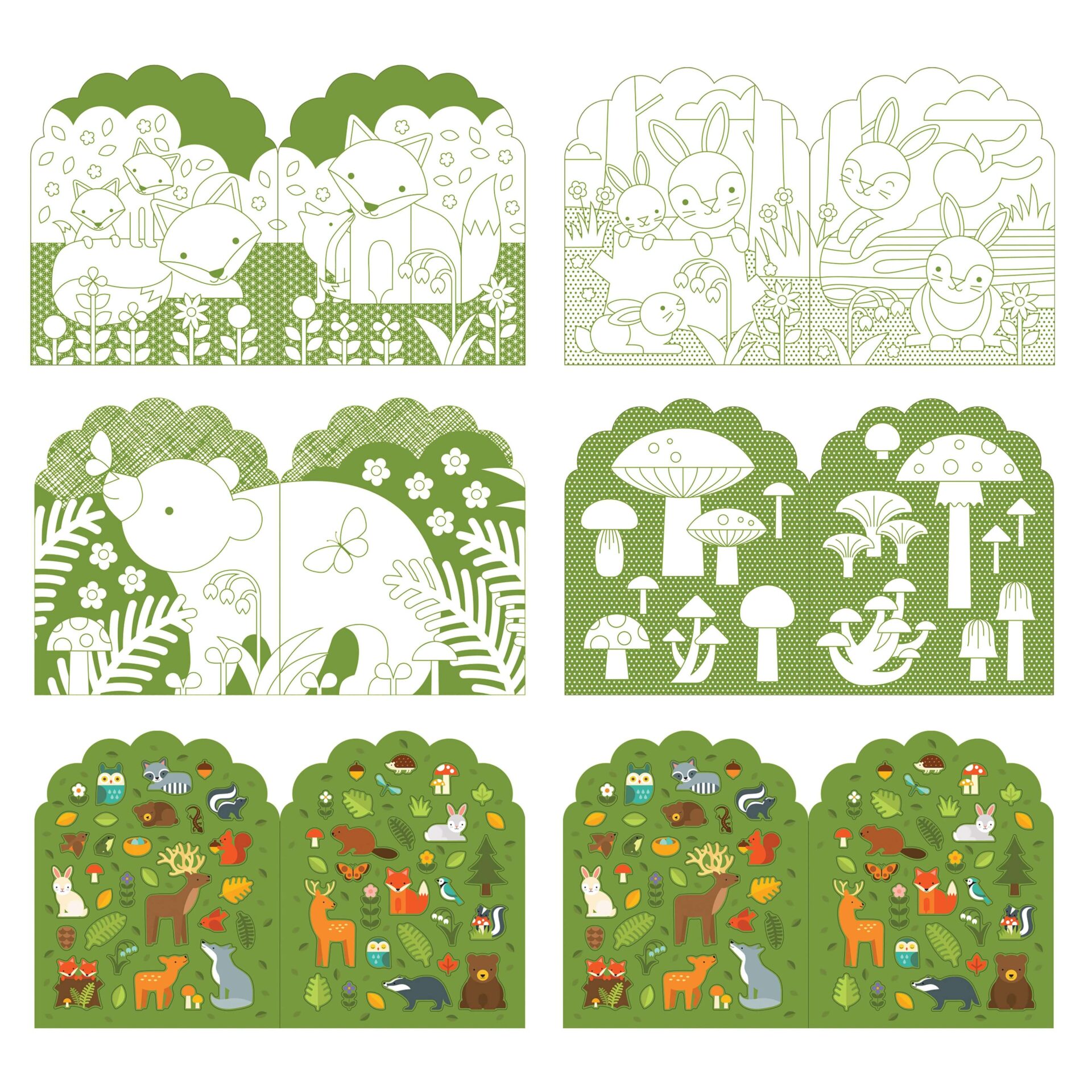 Colouring Book with Stickers Woodland