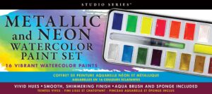 Studio Series Metallic & Neon Watercolor Paint Set - 16 paints
