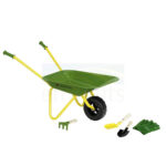 John Deere Metal Wheelbarrow Set with Gloves, Shovel Rake & Spade