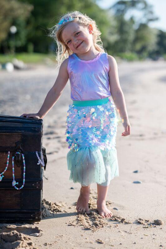 Great Pretenders Bling Bling Mermaid Skirt & Hairclip Set Mint Size 4-6