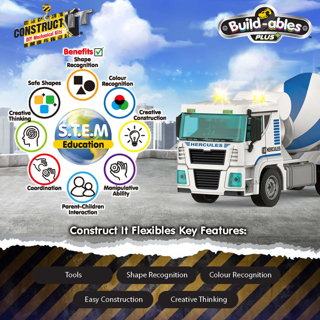 Build-ables Cement Truck Mix Masters With Light & Sound 106pc Build-ables Cement Truck Mix Masters With Light & Sound 106pc