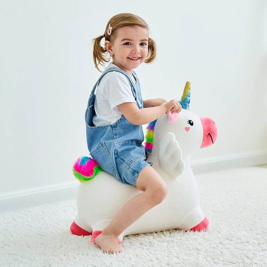 Bouncy Pals Inflatable Ride-On Plush Unicorn