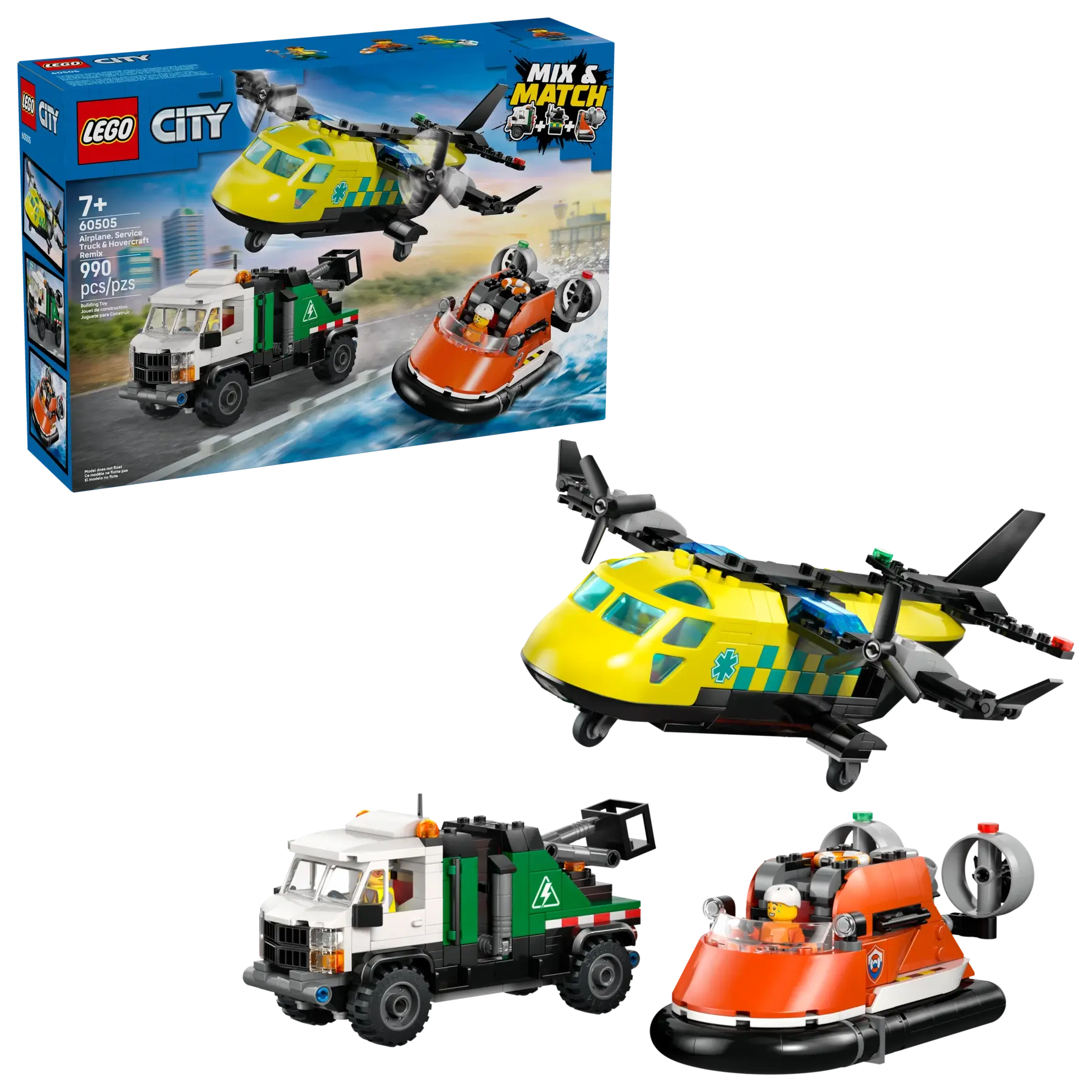 Lego City 60505 Airplane, Service Truck & Hovercraft Remix