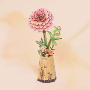 DIY Miniature Wood Bloom Pink Dahlia