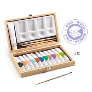 Djeco DJ8908 Artist's Box with 12 Gouaches Tubes