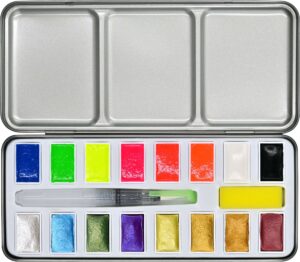 Studio Series Metallic & Neon Watercolor Paint Set - 16 paints
