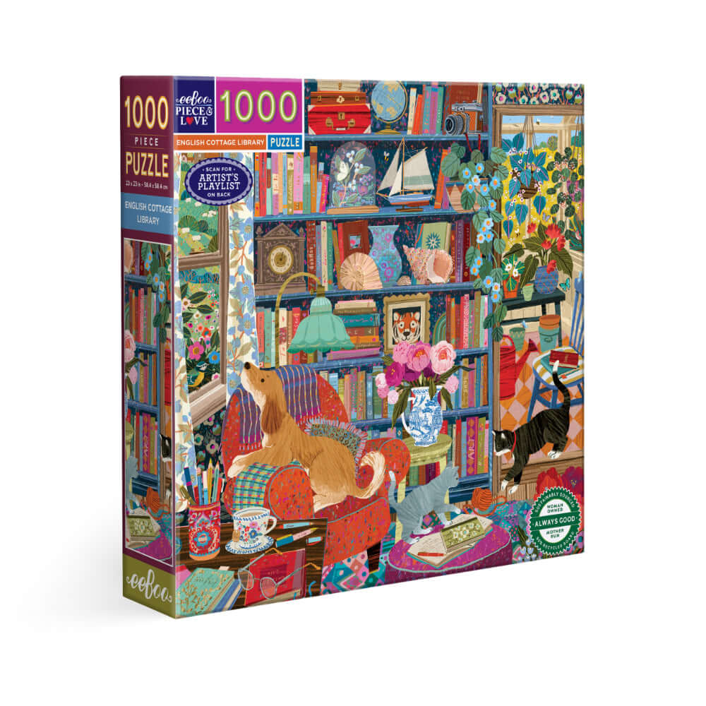 eeBoo English Cottage Library Puzzle 1000pc eeBoo English Cottage Library Puzzle 1000pc