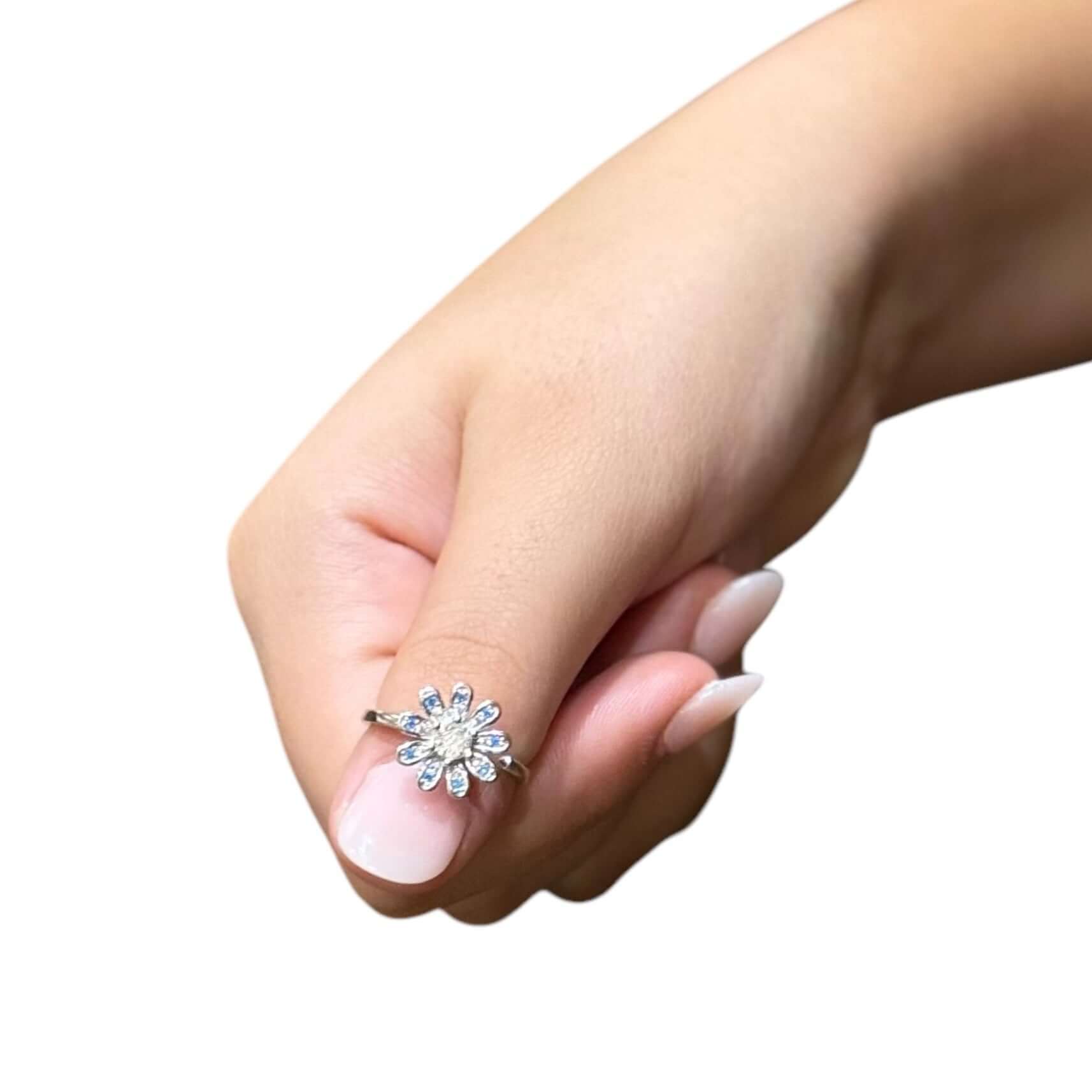 Bloom Fidget Ring - Diamante Spinning Flower