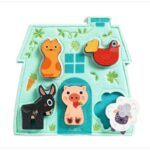 Djeco DJ1072 Mouki Farm Animal Wooden and Felt Puzzle