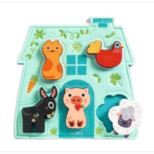 Djeco DJ1072 Mouki Farm Animal Wooden and Felt Puzzle