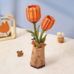 DIY Miniature Wood Bloom Orange Tulip