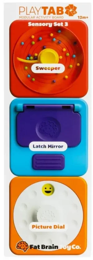 Fat Brain PlayTab Sensory Set 3 (Latch Mirror, Picture Dial, Sweeper Tile)