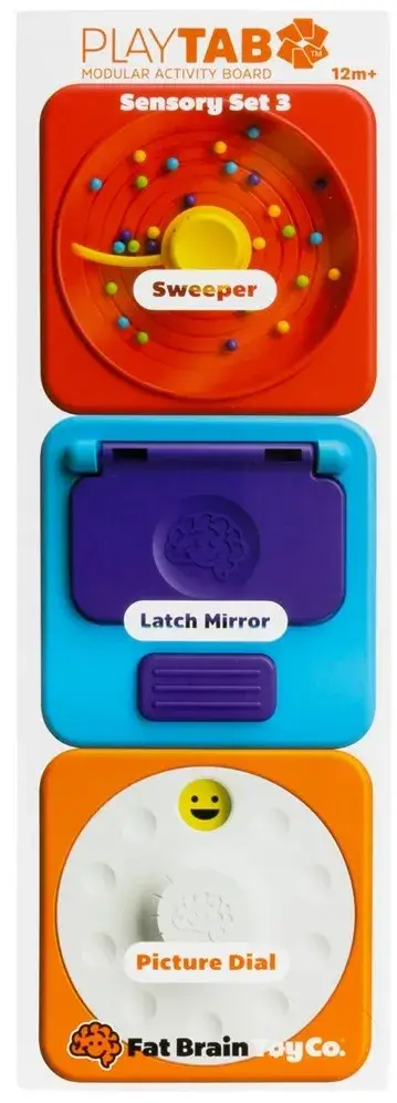 Fat Brain PlayTab Sensory Set 3 (Latch Mirror, Picture Dial, Sweeper Tile)