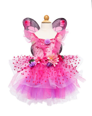 Great Pretenders Fairy Blooms Deluxe Dress & Wings, Hot Pink/Lilac size 3-4