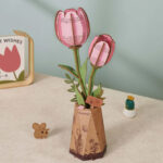DIY Miniature Wood Bloom Pink Tulip