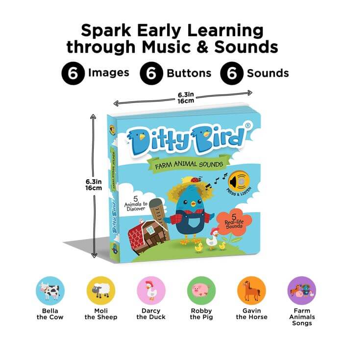 Ditty Bird Farm Animal Sound Book (USB-C)