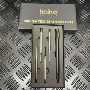 Black Weighted Spinner Pen 4 with refills