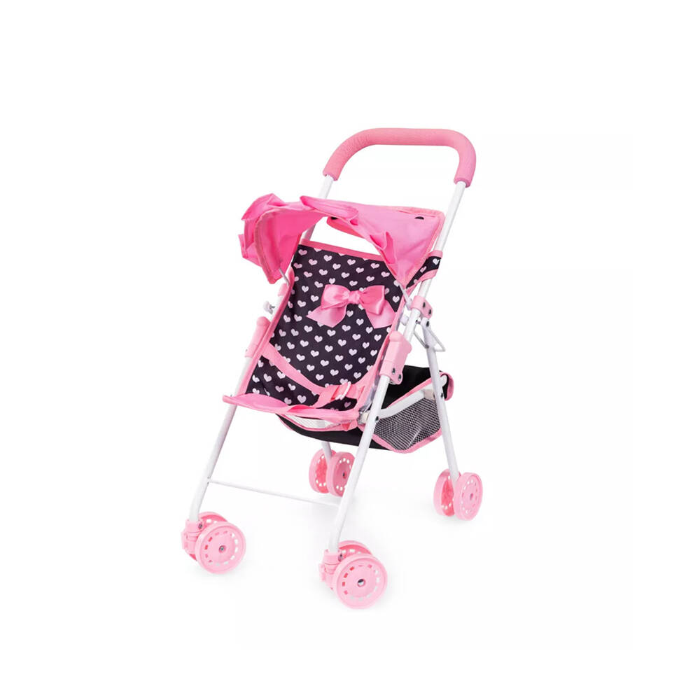 Bayer Prams & Strollers Doll Buggy Gift Set - Pink & Black with Pink Bow
