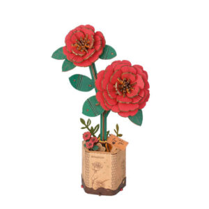 DIY Miniature Wood Bloom Red Camellia