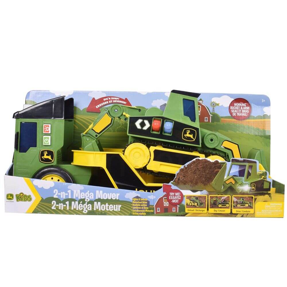 John Deere 60cm Motorised 'Lights & Sounds' 2-n-1 Mega Mover John Deere 60cm Motorised 'Lights & Sounds' 2-n-1 Mega Mover