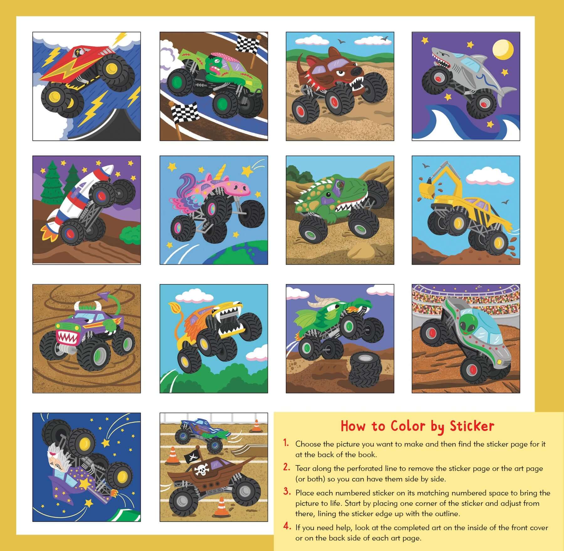 First Colour By Sticker Monster Trucks
