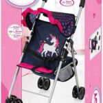 Bayer Prams & Strollers Doll Buggy - Dark Blue with Pink Heats & Unicorn