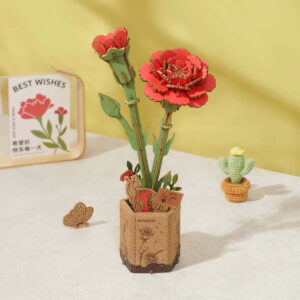 DIY Miniature Wood Bloom Red Carnation