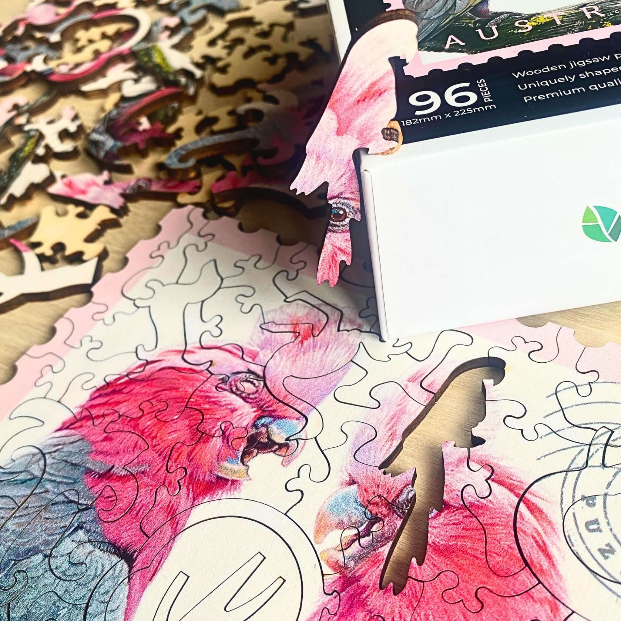 Twigg Puzzles In Good Company Galah Stamp 96pc Wooden Puzzle