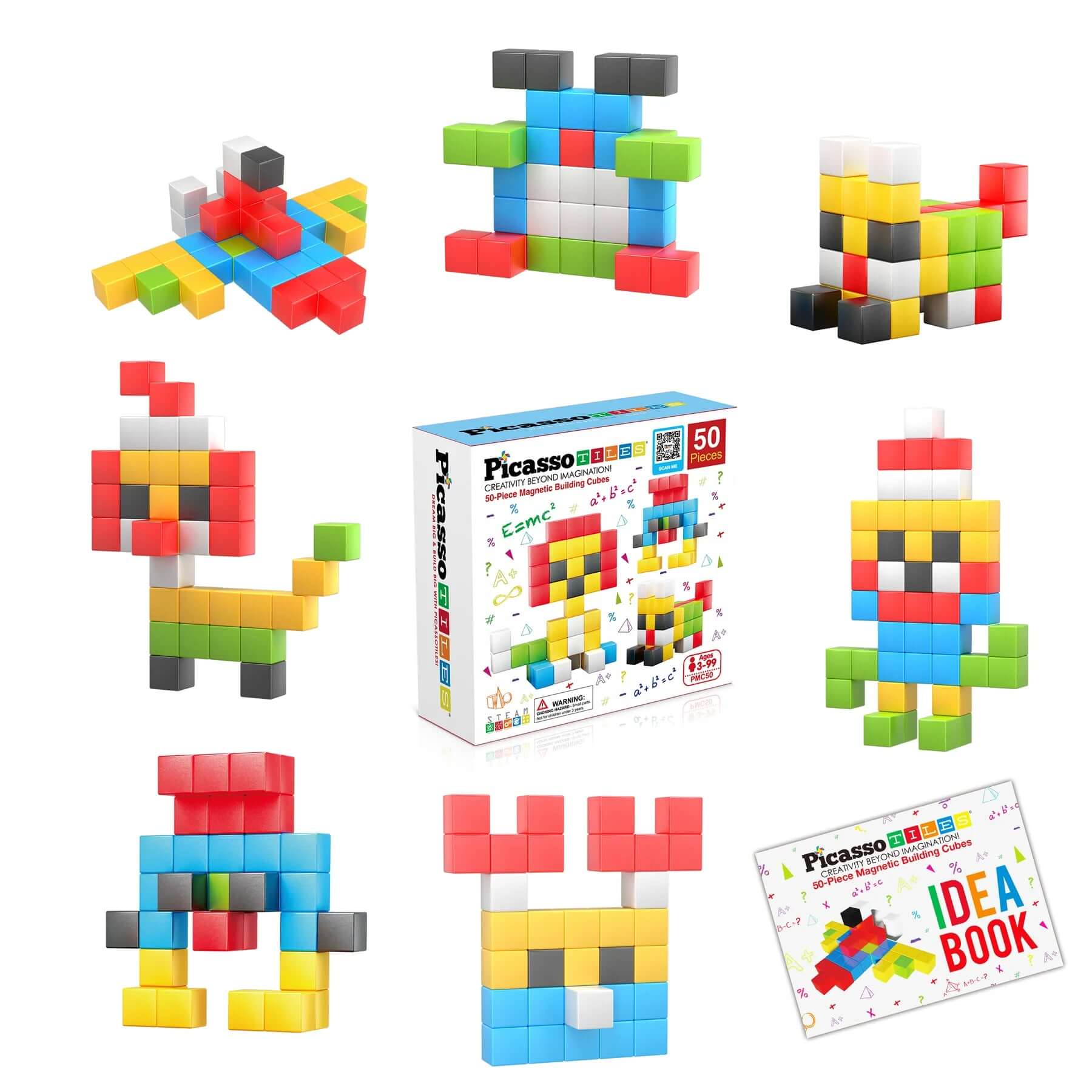 Picasso Tiles 50pc Magnetic Cubes