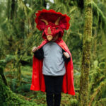 Great Pretenders Red Triceratops Hooded Cape - Size 4-5