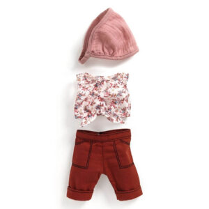 Djeco DJ7771 Lovely Doll Pomea Outfit Burgundy Pants, Top and Hairband