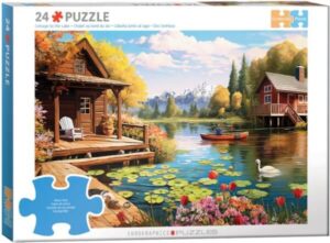 EuroGraphics Connecting Pieces Jigsaw - Lake Cottage 24pc