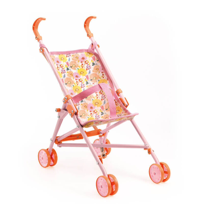 Djeco Pomea Doll Umbrella Stroller Pink Flower 54cm